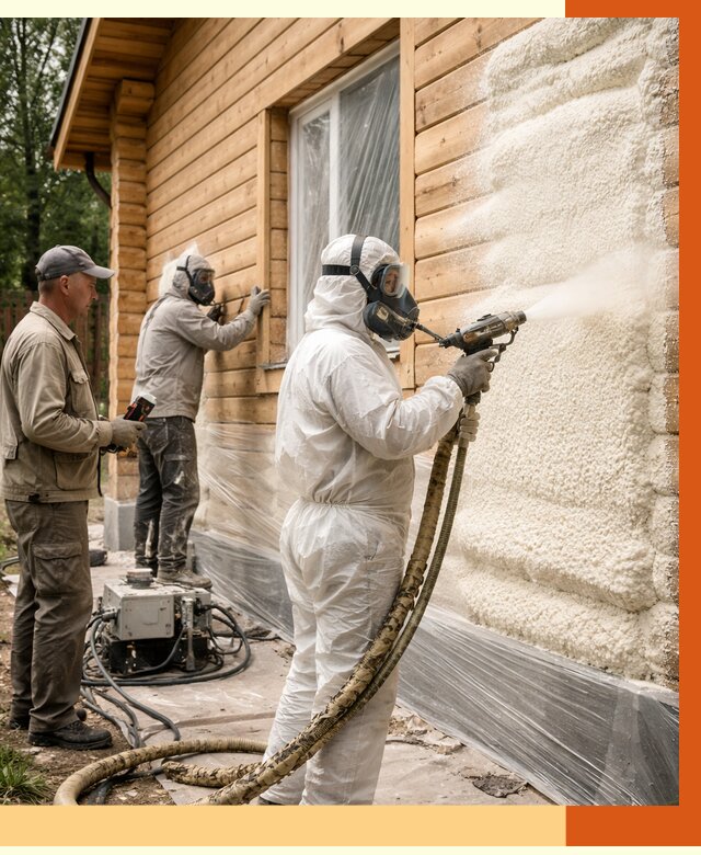 Утепление дома из бруса ППУ в Тихорецке от 3968 руб/м2 под ключ | ТепломастерТхр