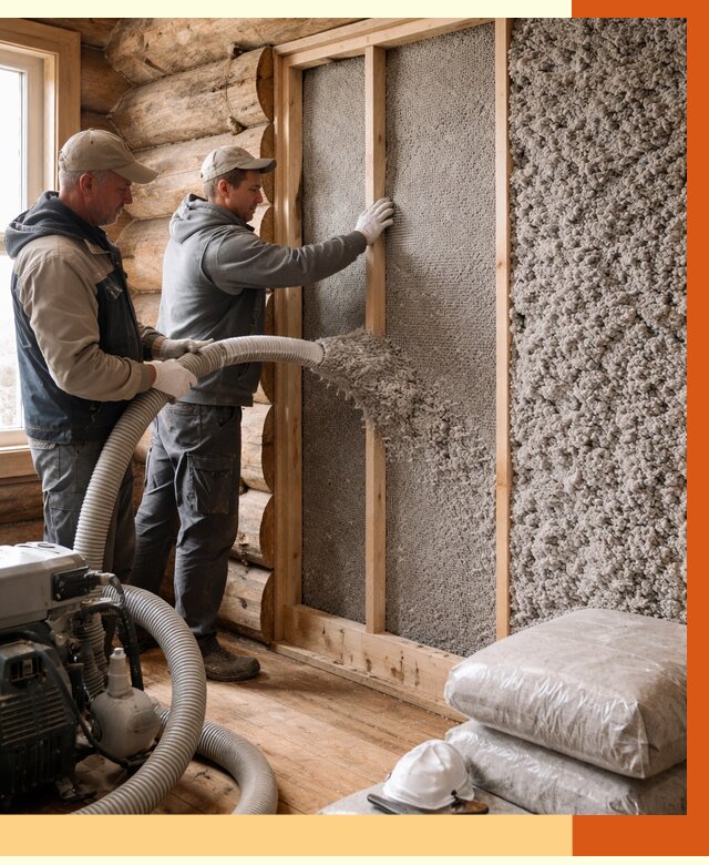 Утепление бревенчатого дома эковатой в Тихорецке от 2834 руб. | ТепломастерТхр