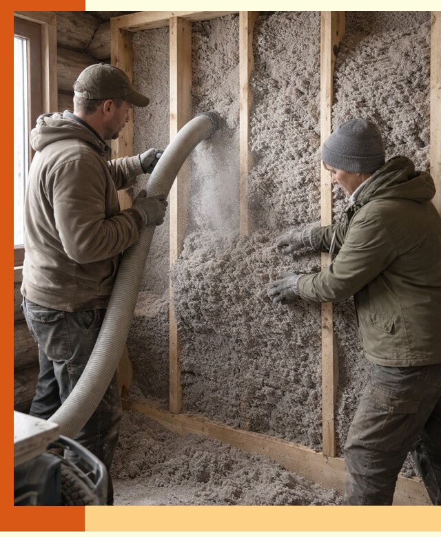 Утепление бревенчатого дома эковатой в Тихорецке