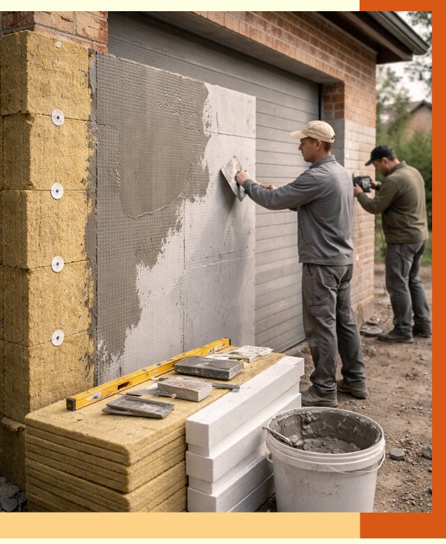 Утепление гаража снаружи в Тихорецке от 4329 руб. за м2 — наружное утепление под ключ | ТепломастерТхр
