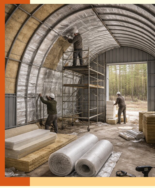 Утепление арочного ангара под ключ в Тихорецке