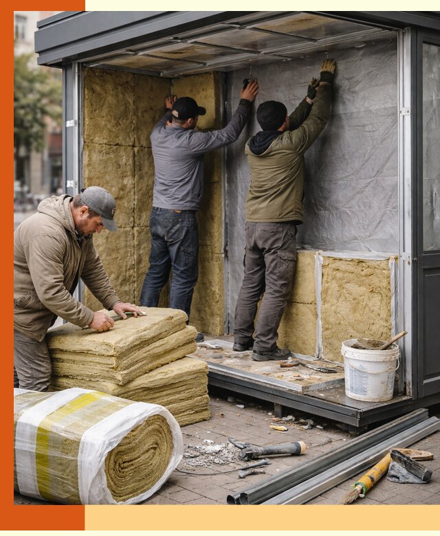 Утепление павильона шаурмы под ключ в Тихорецке