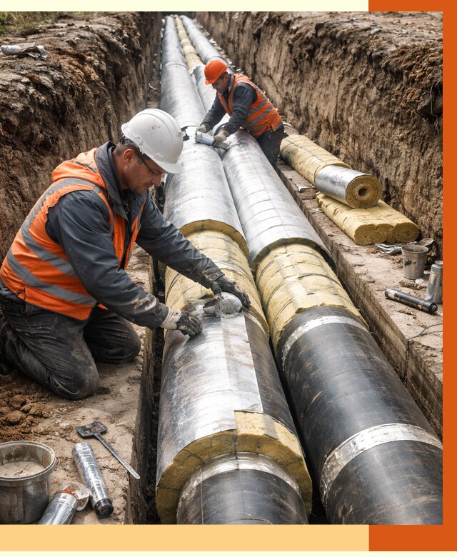 Утепление теплотрассы в Тихорецке от 4638 руб./м2 — ппу и комплексная изоляция | ТепломастерТхр