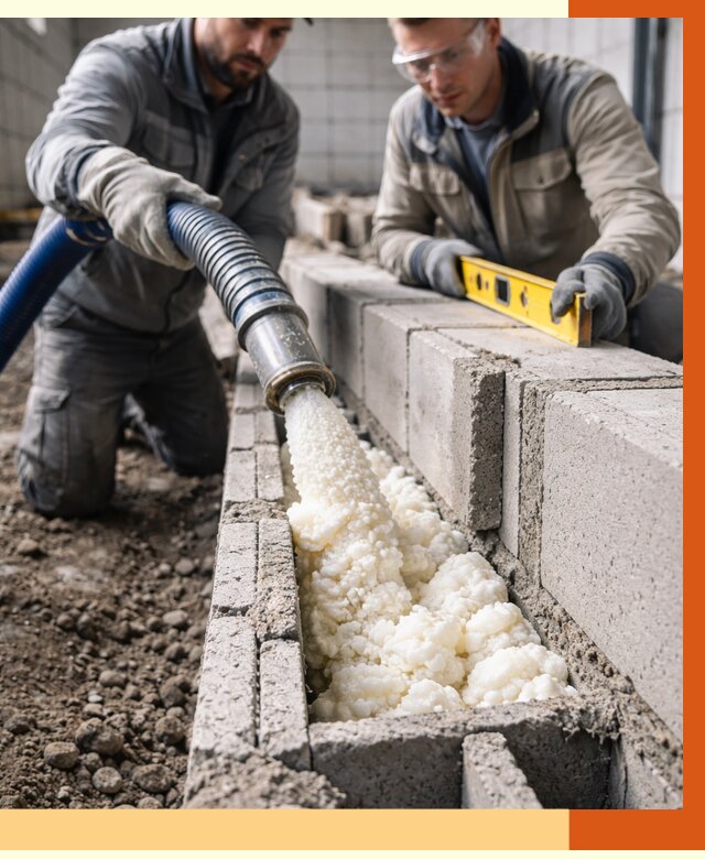 Заполнение колодцевой кладки ППУ в Тихорецке от 4329 руб. за м2 | ТепломастерТхр