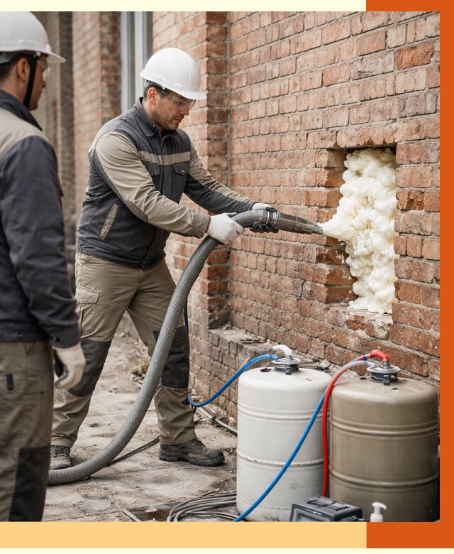 Заливка ППУ в пустоты кирпичной стены в Тихорецке от 2834 руб. | ТепломастерТхр