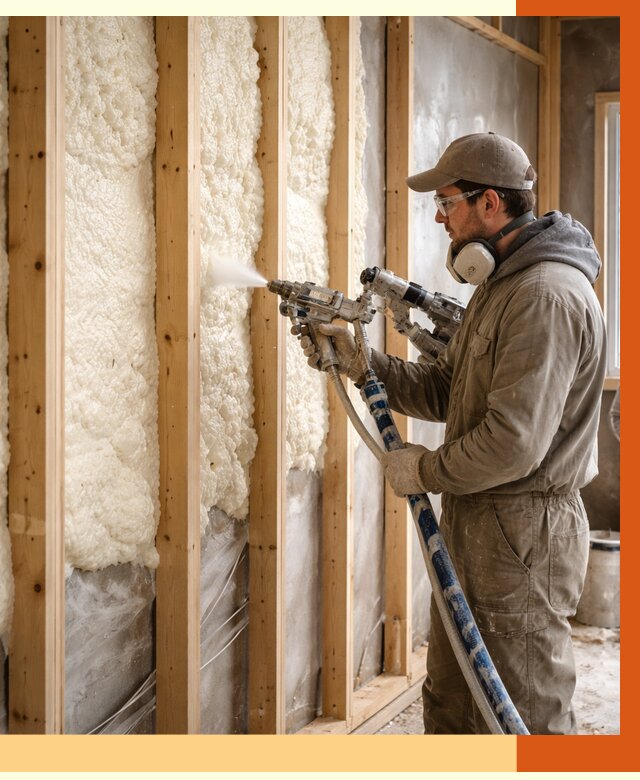 Утепление каркасной стены ППУ в Тихорецке от 4380 руб./м2 под ключ | ТепломастерТхр