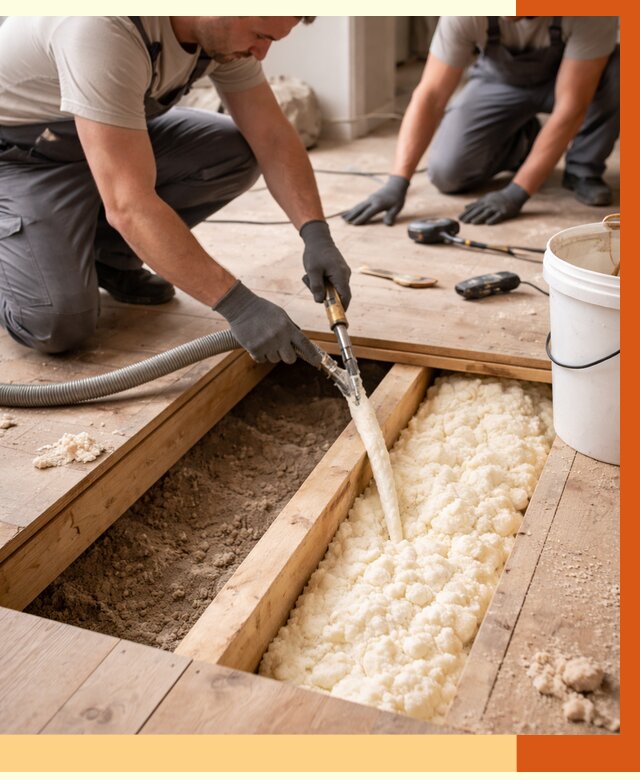 Заполнение пустот пола в Тихорецке от 2783 руб. — утепление пустот пола под ключ | ТепломастерТхр