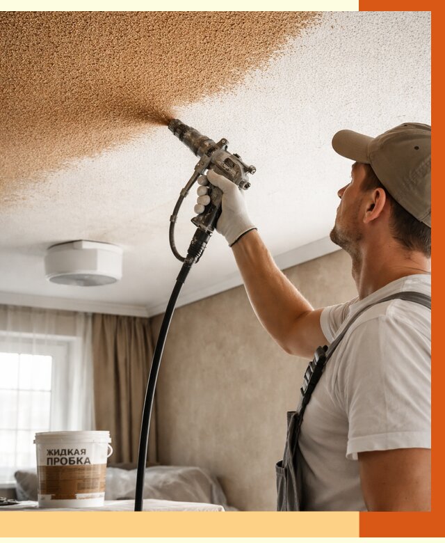 Утепление потолка жидкой пробкой в Тихорецке от 3607 руб. | ТепломастерТхр