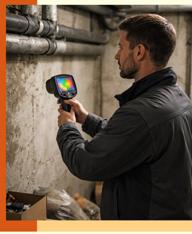 Тепловизионное обследование подвала в Тихорецке для поиска утечек тепла
