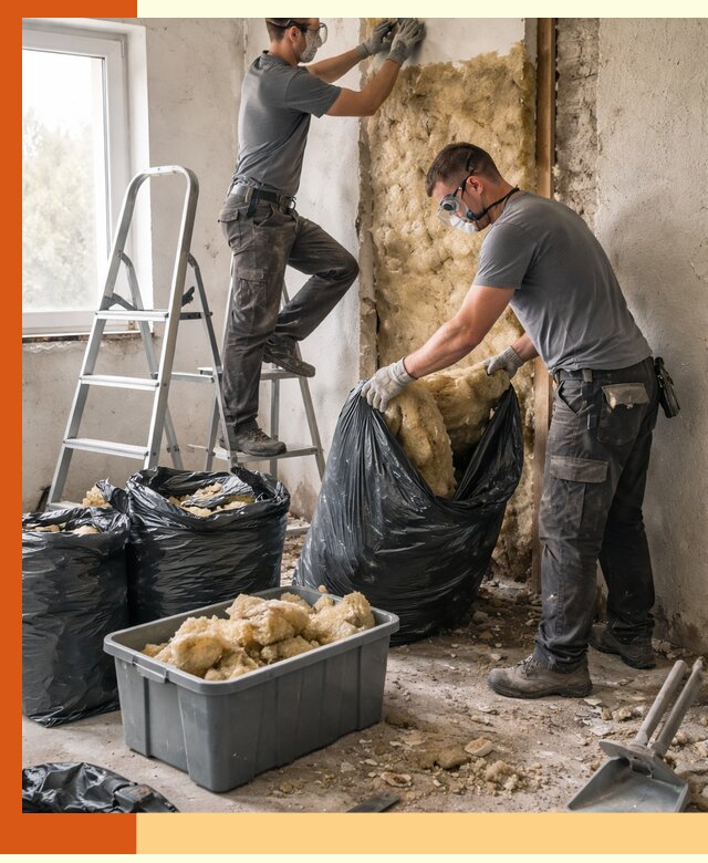 Демонтаж старого утеплителя и вывоз отходов в Тихорецке